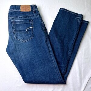 American Eagle Womens Low Rise Skinny 77 Straight Jeans Blue Size 12 Stretch